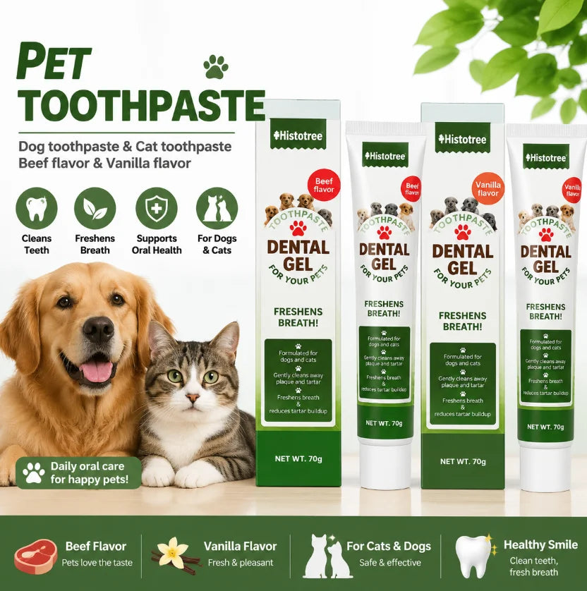 Dog Toothpaste,Beef Flavor Vanilla Flavor Cat Toothpaste Pet Oral Hygiene Products Toothpaste for Both Cats and Dogs for Puppy