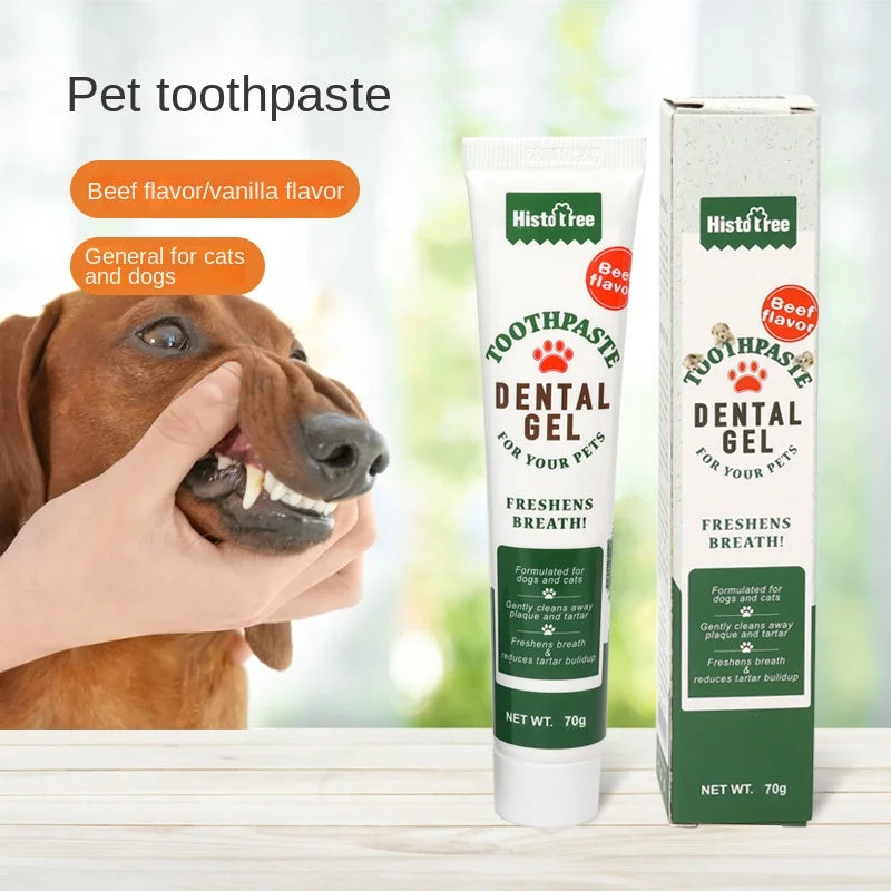 Dog Toothpaste,Beef Flavor Vanilla Flavor Cat Toothpaste Pet Oral Hygiene Products Toothpaste for Both Cats and Dogs for Puppy