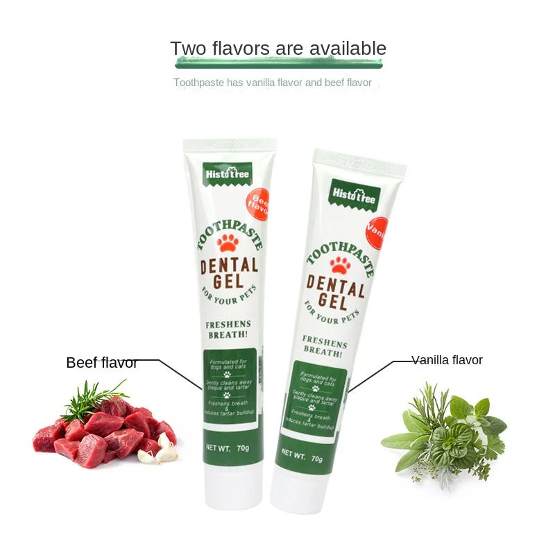 Dog Toothpaste,Beef Flavor Vanilla Flavor Cat Toothpaste Pet Oral Hygiene Products Toothpaste for Both Cats and Dogs for Puppy